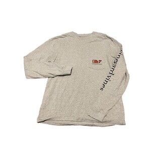 Vineyard Vines Men's Gray Long Sleeve T-Shirt Size Small Football Whale